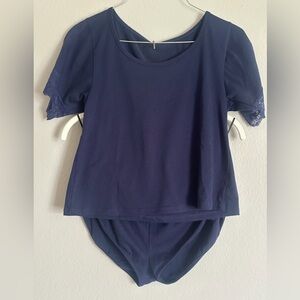 Elegant Navy Women's Panties with Lace Accents